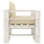 Sofá de jardín de palets madera con cojines crema de vidaXL, Sofás de exterior - Ref: Foro24-3052444, Precio: 107,34 €, Descu...