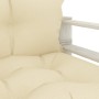 Sofá de jardín de palets madera con cojines crema de vidaXL, Sofás de exterior - Ref: Foro24-3052444, Precio: 107,34 €, Descu...