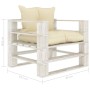 Sofá de jardín de palets madera con cojines crema de vidaXL, Sofás de exterior - Ref: Foro24-3052444, Precio: 107,34 €, Descu...