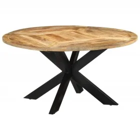 Mesa de comedor madera maciza de mango sin tratar Ø150x76 cm de vidaXL, Mesas de cocina y de comedor - Ref: Foro24-351710, Pr...