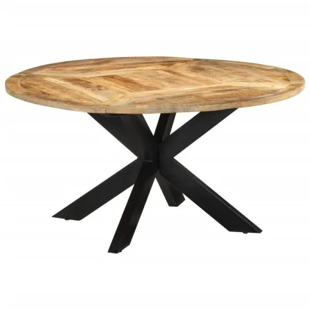 Mesa de comedor madera maciza de mango sin tratar Ø150x76 cm de vidaXL, Mesas de cocina y de comedor - Ref: Foro24-351710, Pr...