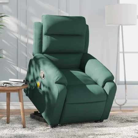 Sillón reclinable de masaje elevable terciopelo verde oscuro de vidaXL, Sillones - Ref: Foro24-3205105, Precio: 332,99 €, Des...
