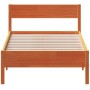 Estructura cama con cabecero madera pino marrón cera 100x200 cm de vidaXL, Camas y somieres - Ref: Foro24-842761, Precio: 94,...