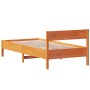 Estructura cama con cabecero madera pino marrón cera 100x200 cm de vidaXL, Camas y somieres - Ref: Foro24-842761, Precio: 94,...