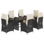 Set de comedor de jardín 7 pzas y cojines ratán sintético negro de vidaXL, Conjuntos de jardín - Ref: Foro24-3213350, Precio:...