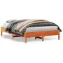 Solid wax brown pine wood bed frame 160x200 cm by vidaXL, Beds and slatted bases - Ref: Foro24-842693, Price: 124,63 €, Disco...