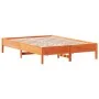 Solid wax brown pine wood bed frame 160x200 cm by vidaXL, Beds and slatted bases - Ref: Foro24-842693, Price: 124,63 €, Disco...