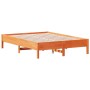 Estructura de cama madera maciza pino marrón cera 135x190 cm de vidaXL, Camas y somieres - Ref: Foro24-842721, Precio: 105,27...