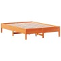 Estructura de cama madera maciza pino marrón cera 135x190 cm de vidaXL, Camas y somieres - Ref: Foro24-842721, Precio: 105,27...