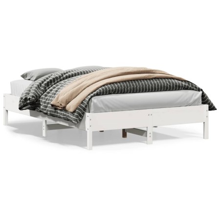 Estructura de cama de madera maciza de pino blanco 160x200 cm de vidaXL, Camas y somieres - Ref: Foro24-842691, Precio: 128,4...