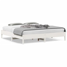 Estructura de cama madera maciza de pino blanco 180x200 cm de vidaXL, Camas y somieres - Ref: Foro24-842687, Precio: 133,96 €...