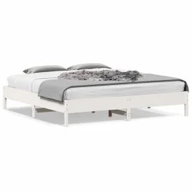 Estructura de cama madera maciza de pino blanco 180x200 cm de vidaXL, Camas y somieres - Ref: Foro24-842687, Precio: 132,59 €...