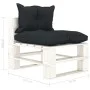 Zentrales Sofa aus Paletten für den Holzgarten mit anthrazitfarbenen Kissen von vidaXL, Outdoor-Sofas - Ref: Foro24-3052374, ...