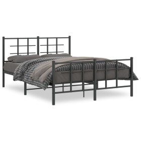 Estructura de cama cabecero y estribo metal negro 140x200 cm de vidaXL, Camas y somieres - Ref: Foro24-355580, Precio: 116,09...