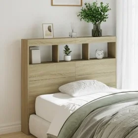 Bettkopfteil mit LED Sonoma-Eiche 120x17x102 cm von vidaXL, Kopf- und Fußteile - Ref: Foro24-839191, Preis: 83,31 €, Rabatt: %