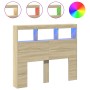 Cabecero de cama con LED roble Sonoma 120x17x102 cm de vidaXL, Cabeceros y pies de cama - Ref: Foro24-839191, Precio: 84,83 €...