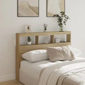 Cabecero de cama con LED roble Sonoma 140x17x102 cm de vidaXL, Cabeceros y pies de cama - Ref: Foro24-839198, Precio: 87,65 €...