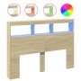 Cabecero de cama con LED roble Sonoma 140x17x102 cm de vidaXL, Cabeceros y pies de cama - Ref: Foro24-839198, Precio: 82,75 €...
