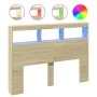 Cabecero de cama con LED roble Sonoma 140x17x102 cm de vidaXL, Cabeceros y pies de cama - Ref: Foro24-839198, Precio: 87,65 €...