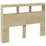 Cabecero de cama con LED roble Sonoma 140x17x102 cm de vidaXL, Cabeceros y pies de cama - Ref: Foro24-839198, Precio: 82,75 €...