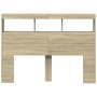 Cabecero de cama con LED roble Sonoma 140x17x102 cm de vidaXL, Cabeceros y pies de cama - Ref: Foro24-839198, Precio: 82,75 €...