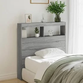 Bettkopfteil mit LED-Licht Sonomagrau 100x17x102 cm von vidaXL, Kopf- und Fußteile - Ref: Foro24-839187, Preis: 72,25 €, Raba...