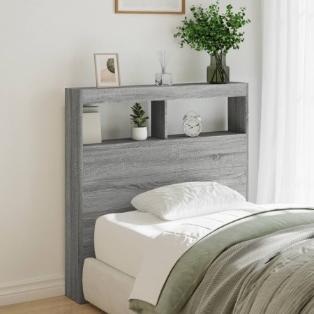 Cabecero de cama con luz LED gris Sonoma 100x17x102 cm de vidaXL, Cabeceros y pies de cama - Ref: Foro24-839187, Precio: 73,4...