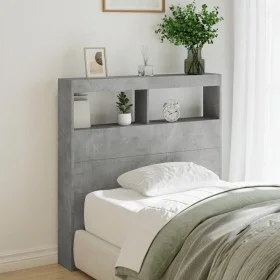 Cabecero de cama con luz LED gris hormigón 100x17x102 cm de vidaXL, Cabeceros y pies de cama - Ref: Foro24-839185, Precio: 59...