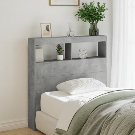 Cabecero de cama con luz LED gris hormigón 100x17x102 cm de vidaXL, Cabeceros y pies de cama - Ref: Foro24-839185, Precio: 60...