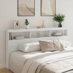 Cabecero de cama con luz LED blanco 200x17x102 cm de vidaXL, Cabeceros y pies de cama - Ref: Foro24-839217, Precio: 124,04 €,...