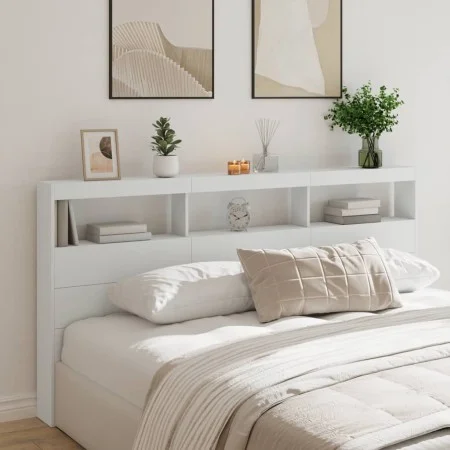 Headboard with white LED light 200x17x102 cm by vidaXL, Headboards and footboards - Ref: Foro24-839217, Price: 124,04 €, Disc...
