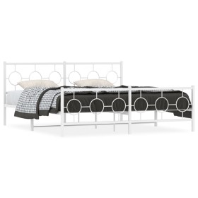 Estructura cama metal con cabecero y pie cama blanco 183x213 cm de vidaXL, Camas y somieres - Ref: Foro24-376298, Precio: 129...