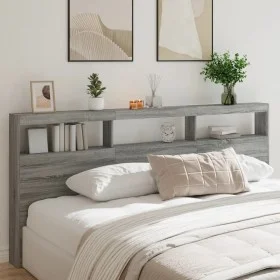 Bed headboard with LED light Sonoma gray 220x17x102 cm by vidaXL, Headboards and footboards - Ref: Foro24-839229, Price: 108,...