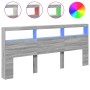Cabecero de cama con luz LED gris Sonoma 220x17x102 cm de vidaXL, Cabeceros y pies de cama - Ref: Foro24-839229, Precio: 110,...