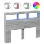 Cabecero de cama con luz LED gris Sonoma 140x17x102 cm de vidaXL, Cabeceros y pies de cama - Ref: Foro24-839201, Precio: 98,8...