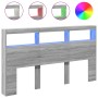 Cabecero de cama con luz LED gris Sonoma 180x17x102 cm de vidaXL, Cabeceros y pies de cama - Ref: Foro24-839215, Precio: 116,...