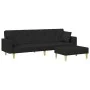 Sofá cama de 2 plazas con taburete tela negro de vidaXL, Sofás - Ref: Foro24-3216242, Precio: 358,67 €, Descuento: %