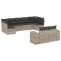 Set muebles jardín 9 pzas y cojines ratán sintético gris claro en Conjuntos de jardín | Comprar online en Foru.es