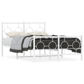 Estructura cama metal con cabecero y estribo blanco 120x200 cm de vidaXL, Camas y somieres - Ref: Foro24-376291, Precio: 109,...
