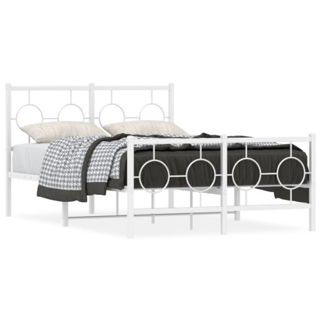 Estructura cama metal con cabecero y estribo blanco 120x200 cm de vidaXL, Camas y somieres - Ref: Foro24-376291, Precio: 111,...
