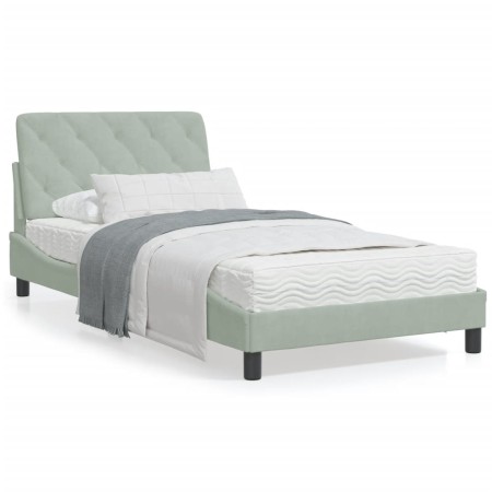 Estructura cama con luces LED terciopelo gris claro 100x200 cm de vidaXL, Camas y somieres - Ref: Foro24-3213837, Precio: 149...