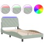 Estructura cama con luces LED terciopelo gris claro 100x200 cm de vidaXL, Camas y somieres - Ref: Foro24-3213837, Precio: 149...