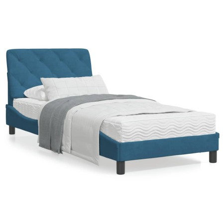 Estructura cama con luces LED terciopelo azul 90x200 cm de vidaXL, Camas y somieres - Ref: Foro24-3213835, Precio: 153,85 €, ...