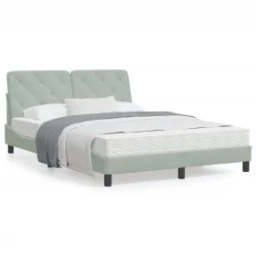 Light gray velvet bed frame with LED lights 140x190 cm by vidaXL, Beds and slatted bases - Ref: Foro24-3213849, Price: 202,15...