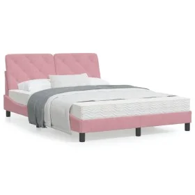 Estructura de cama con luces LED terciopelo rosa 140x190 cm de vidaXL, Camas y somieres - Ref: Foro24-3213854, Precio: 237,68...