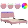 Estructura de cama con luces LED terciopelo rosa 140x190 cm de vidaXL, Camas y somieres - Ref: Foro24-3213854, Precio: 237,68...