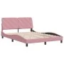 Pink velvet bed frame with LED lights 140x190 cm by vidaXL, Beds and slatted bases - Ref: Foro24-3213854, Price: 237,68 €, Di...