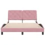 Pink velvet bed frame with LED lights 140x190 cm by vidaXL, Beds and slatted bases - Ref: Foro24-3213854, Price: 237,68 €, Di...