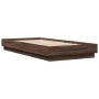 Estructura de cama madera de ingeniería marrón roble 100x200 cm de vidaXL, Camas y somieres - Ref: Foro24-839601, Precio: 99,...