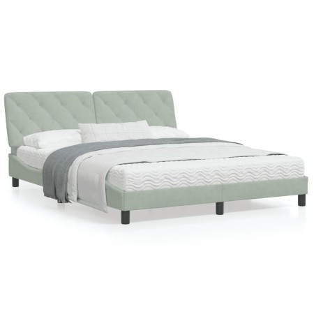 Estructura cama con luces LED terciopelo gris claro 160x200 cm de vidaXL, Camas y somieres - Ref: Foro24-3213861, Precio: 243...